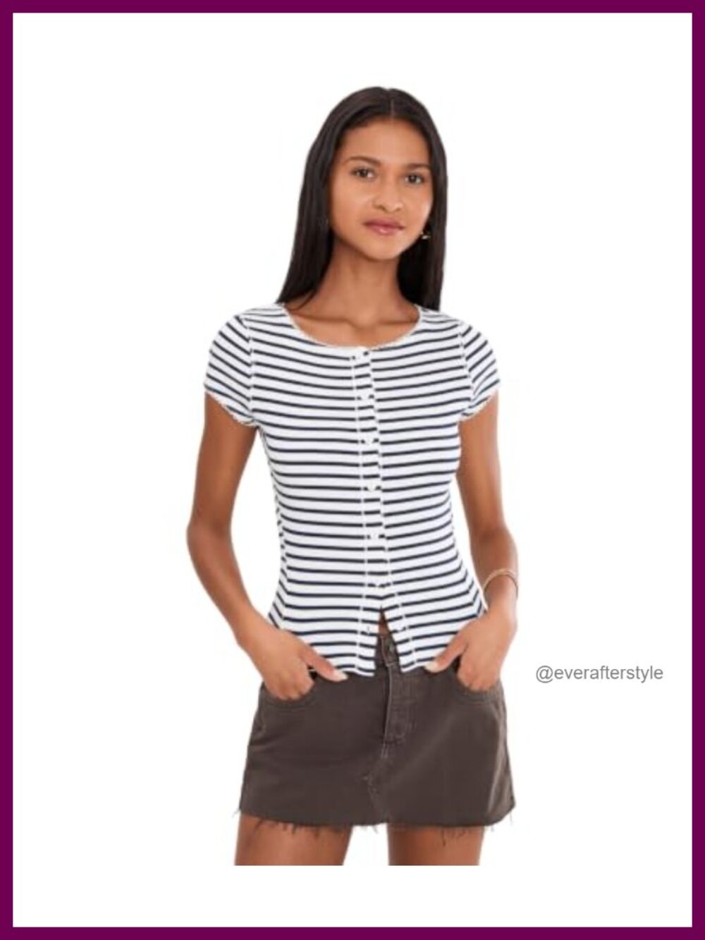 Ribbed Knit Button Front Cardigan with Scoop Neck and Cap Sleeves